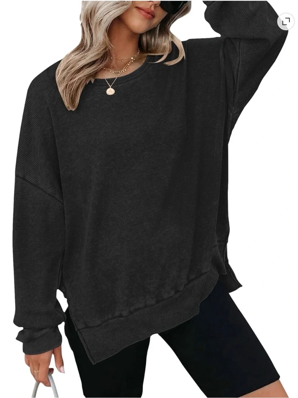 Cozy Women's Oversized Crewneck Sweatshirt - Charcoal Gray